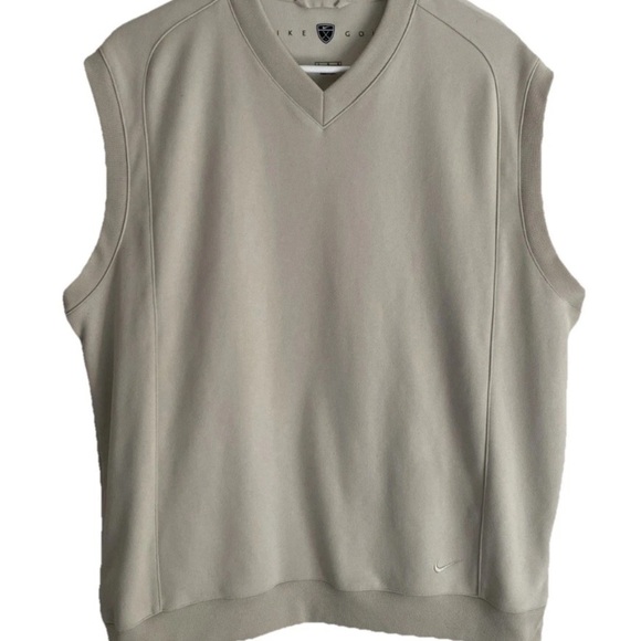 Nike Golf Fit Dry V-Neck Vest Beige Pullover Classic Nike Golf Vest - Picture 1 of 7